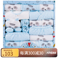 班杰威爾（BANJVALL）嬰兒禮盒嬰兒衣服春夏季新生兒禮盒套裝剛出生寶寶用品滿(mǎn)月送禮 加厚祝福熊藍色 66cm (4-8個(gè)月)