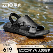 零度Zero官方?jīng)鲂?025夏季新款真皮軟底透氣戶外休閑沙灘涼拖鞋時(shí)尚 50黑色 38
