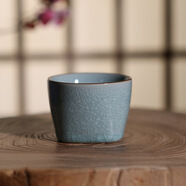 汝窯汝瓷冰片釉女精致聞香杯高端個人杯品茗杯功夫陶瓷茶杯主人杯 冰片釉天圓地方杯（一只杯）