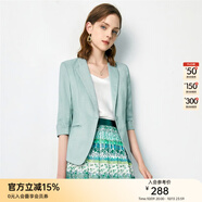 顏域簡(jiǎn)約半袖西裝外套女夏裝新款通勤顯瘦氣質(zhì)職業(yè)短款西服 淺綠 XL/42