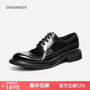 dreambox鈞博vibram高檔馬臀皮布洛克休閑皮鞋秋季新款手工固特異男士皮鞋 黑色 41