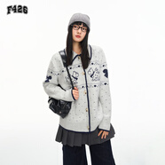 F426國潮牌秋季新款休閑百搭費爾島花紗小狗提花毛衣 花灰 預售 L