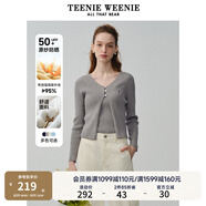Teenie Weenie【原紗防曬】小熊淑女白色毛衣針織開衫長袖打底衫女空調(diào)衫 灰色 XS (155)