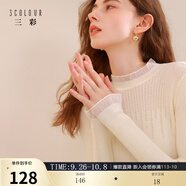 三彩2025冬季新款純色針織衫玻璃紗拼接毛衫內(nèi)搭打底衫修身M 珍珠白 M 160/84A