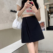 無(wú)標(biāo)優(yōu)品百褶裙灰色百褶半身裙夏季裙子小個(gè)子高腰短款裙褲字西裝 黑色 S