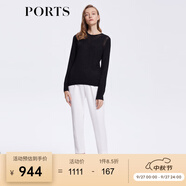 PORTS寶姿商場同款女裝春季時(shí)尚黑色透視拼接針織上衣女LM8K406LKF025 黑色 M