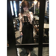 小紅書爆款【初雪浮光】日系清楚系少女風(fēng)設(shè)計(jì)感秋季2025年千金顯 初雪浮光蕾絲拼接連衣裙 S 均碼