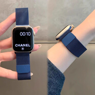 泰閣詩雅適用蘋果手表表帶apple iwatch s11/10/9表帶S8/S7/6/5/SE金屬磁吸漸變米蘭尼斯腕帶 藍(lán)色 適用44/45/46/49mm表盤