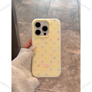 靠森（Kaooseen）波點(diǎn)磨砂殼適用蘋(píng)果15手機殼1iPhone13/16全包卡通ins風(fēng)手機殼 磨砂黃+彩色波點(diǎn)英文【二合一果凍殼】 iPhone SE(第三代)