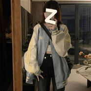榮西圖（RONGXITU）翻領寬松甜美小眾夾克女感歐美外套春秋季碎花設計 A76天藍色【雙層有內襯】 S 【建議80-90斤】