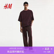 H&M男裝T恤2025年夏季新款大廓形T恤1294399 紅色 XS 165/84