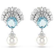 施華洛世奇（SWAROVSKI）耳環(huán)女優(yōu)雅精致高貴浪漫藍(lán)色寶石珍珠吊墜扇形設(shè)計(jì)閃耀鉆石 圖片色