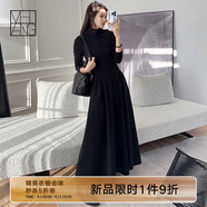 美洋（MEIYANG）愛麗絲連衣裙黑科技超細纖維半高領修身針織裙時尚新款顯瘦裙子女 黑色 S