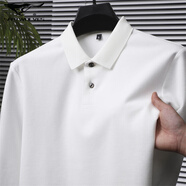七匹狼夾克專(zhuān)家官方旗艦男士Polo衫男長(cháng)袖翻領(lǐng)休閑感t恤衫衣服 白色 M 48(建議100-120斤穿)