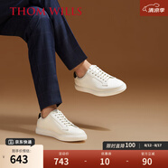 THOM WILLS男鞋真皮小白鞋男低幫黑尾軟底休閑白色板鞋男夏季百搭 白色黑尾G431-1 41 /7.5碼