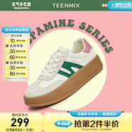 天美意鞋子女鞋簡(jiǎn)約休閑德訓(xùn)鞋通勤舒適女休閑鞋AI022CM3 米/綠色 38