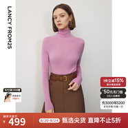 朗姿【王楚然同款】純羊毛高領(lǐng)針織衫春冬內搭打底上衣曠野美拉德 淡粉色 2XL