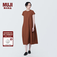 無(wú)印良品（MUJI）女式 易干彈力泡泡紗 法國袖連衣裙 女裝裙子夏季 BC2JQA4S 磚紅色 S (155/80A)
