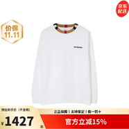 博柏利（BURBERRY）巴寶莉男款長袖棉T恤字母logo 白色 香港現(xiàn)貨速發(fā) M