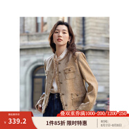 茵曼（INMAN）法式小香風短外套2025秋冬女新款長袖洋氣小個子休閑夾克上衣 淺駝色 M