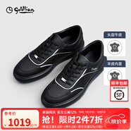 金利來(lái)【頭層牛皮/羊皮內里】皮鞋男時(shí)尚休閑真皮潮流通勤系帶運動(dòng)板鞋 黑色-99 40