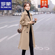 羅蒙風(fēng)衣女2024秋季新款韓版休閑百搭中長(cháng)款過(guò)膝高端氣質(zhì)大衣時(shí)尚外套 卡其色雙層有里布 M