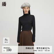 播商場同款秋季新款緊身上衣氣質(zhì)通勤長袖t恤女BDQ3YD0401 K40黑色 S