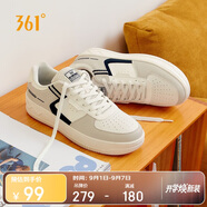 361°運動男鞋秋季開學(xué)復(fù)古厚底增高小白休閑板鞋子男672426615-5