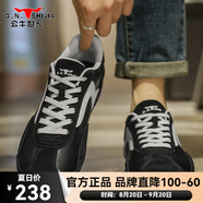 公牛世家（G.N.Shi Jia）男鞋夏季新款網(wǎng)面透氣休閑鞋男士軟底運(yùn)動板鞋潮流復(fù)古德訓(xùn)鞋子男 黑色gn125101082 41  運(yùn)動鞋碼