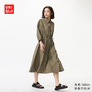 優(yōu)衣庫女裝尼龍連衣裙/7分袖裙子480632 56 橄欖色 S /155/80A