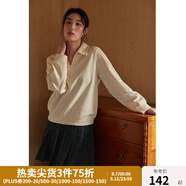 獨(dú)束大碼女裝改良式復(fù)古V領(lǐng)寬松衛(wèi)衣女秋冬新款胖mm顯瘦百搭上衣 米色(DY) L