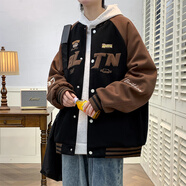 美特斯邦威（Meters Bonwe）春秋款外套男孩14初高中學(xué)生15帥氣棒球服夾克16歲青少年大童男裝 JK009黑色(春秋款)棒球領(lǐng) 品質(zhì)保證 XL 120-140斤左右