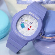卡西歐BA110 BABYG馬卡龍彩虹色防水運動(dòng)學(xué)生手表女 BA-110 BGD10 BGA-10-6心形盤(pán)百合紫