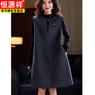 恒源祥安可拉紅呢子馬甲裙女春秋冬新款寬松顯瘦百搭無(wú)袖背心毛呢連衣裙 深灰色（無(wú)胸針） XL 118-130斤