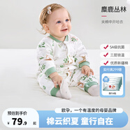 歐孕（OUYUN）嬰兒連體衣全棉春秋爬服新生幼兒無骨衣服哈衣春季 麋鹿叢林-夾棉 66碼