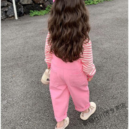 格素凡女童秋裝背帶褲套裝2025新款時(shí)髦洋氣童裝兒童褲子女寶寶秋季衣服 粉色背帶褲 130 身高125-130