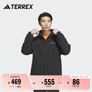 adidas舒適加絨戶外運(yùn)動(dòng)連帽軟殼衣男裝秋冬阿迪達(dá)斯官方TERREX   黑色/黑色   4XL