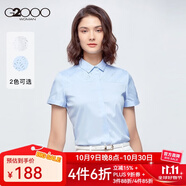 G2000女裝季新款休閑短袖上衣 通勤職業(yè)OL襯衫女 藍(lán)色/72 XS /32