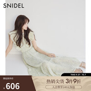 SNIDEL【明星同款】2025春夏新品小飛袖雪紡百褶碎花連衣裙SWFO251073 薄荷綠 S (0)