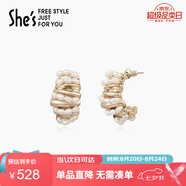 She's茜子環(huán)形小米珠耳環(huán)氣質(zhì)女士耳釘時尚耳飾七夕情人禮物送女友