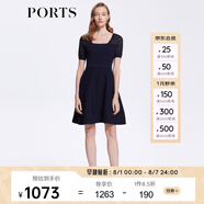 PORTS寶姿女裝春夏前后兩穿鏤空橫條紋理針織連衣裙SM8K218LKE015 星際藍 XS