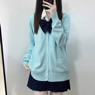 其他的  THE OTHER日系jk制服針織開衫學(xué)院風(fēng)甜美校供毛衣百搭長(zhǎng)袖外搭外套秋冬 220湖藍(lán)色 XS