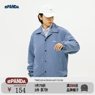 熊貓·本【蒲熠星同款】春季新款工裝外套男潮流美式休閑教練服百搭夾克 煙藍色（字母刺繡款） M （80-130 斤）