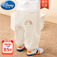 迪士尼（Disney）寶寶褲子春秋新款童裝嬰兒燈芯絨長褲男童加絨休閑褲冬裝女童衛(wèi)褲 (常規(guī)款)米白色  厚款  春秋款 20℃左右 90 cm 建議75-85cm左右