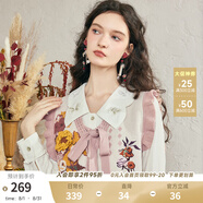 兩三事梵高v領(lǐng)針織馬甲女春季2025新款無袖毛衣綁帶背心 銀河甜心 奶杏色 S