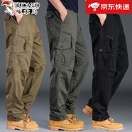 啄木鳥(niǎo)春秋季耐磨工裝褲男士全棉休閑褲戶(hù)外運動(dòng)褲多口袋干活褲勞保長(cháng)褲 墨綠色 【純棉耐磨】 M 110~130斤