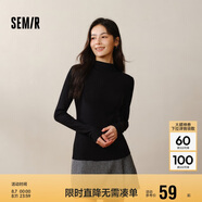森馬（Semir）長(zhǎng)袖T恤女半高領(lǐng)吸濕發(fā)熱抗菌2024冬緊身抓絨打底衫109724101001