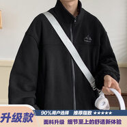 天爵鯊青少年沖鋒衣高中生爆款內(nèi)層2025新極地羊毛夾克男士?jī)?nèi)層秋冬開衫 44黑色升級(jí)款 XL 125-145斤