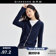 佐丹奴針織衫女精梳純棉優(yōu)雅通勤風(fēng)撞色邊V領(lǐng)針織開(kāi)衫女18354004