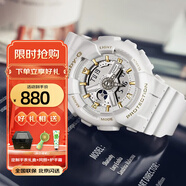 卡西歐（CASIO）手表女G-SHOCK和BABY-G系列運動石英表送女生禮物學生送人 BA-110XGA-7A1白金